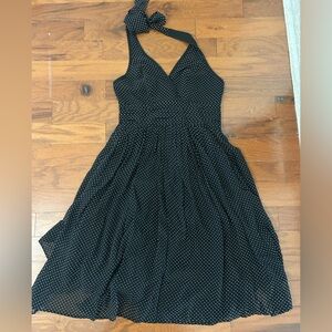 Peter Nygard Black Halter Dress with White Dots